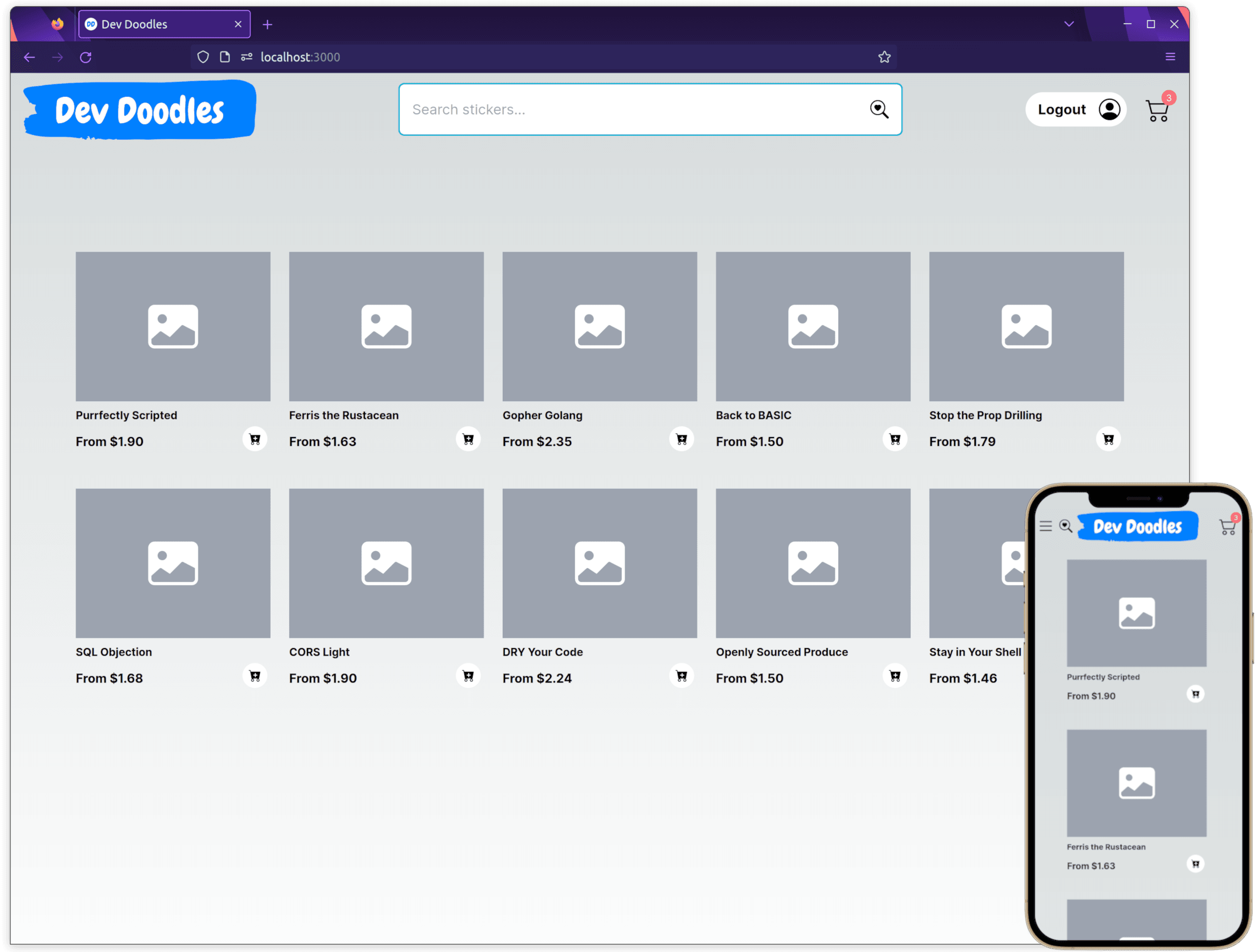 Mockup image of the website displayed on a web browser and iphone